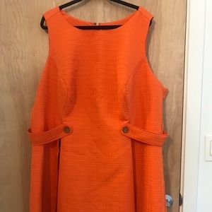 ModCloth Orange Dress w/ Cute Flower Wooden Buttons